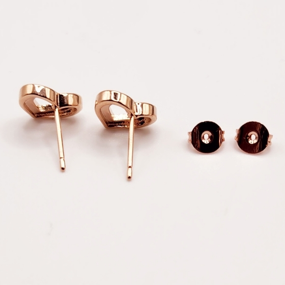 Dainty Rose Gold Plated Heart Studs - Picture 7 of 10